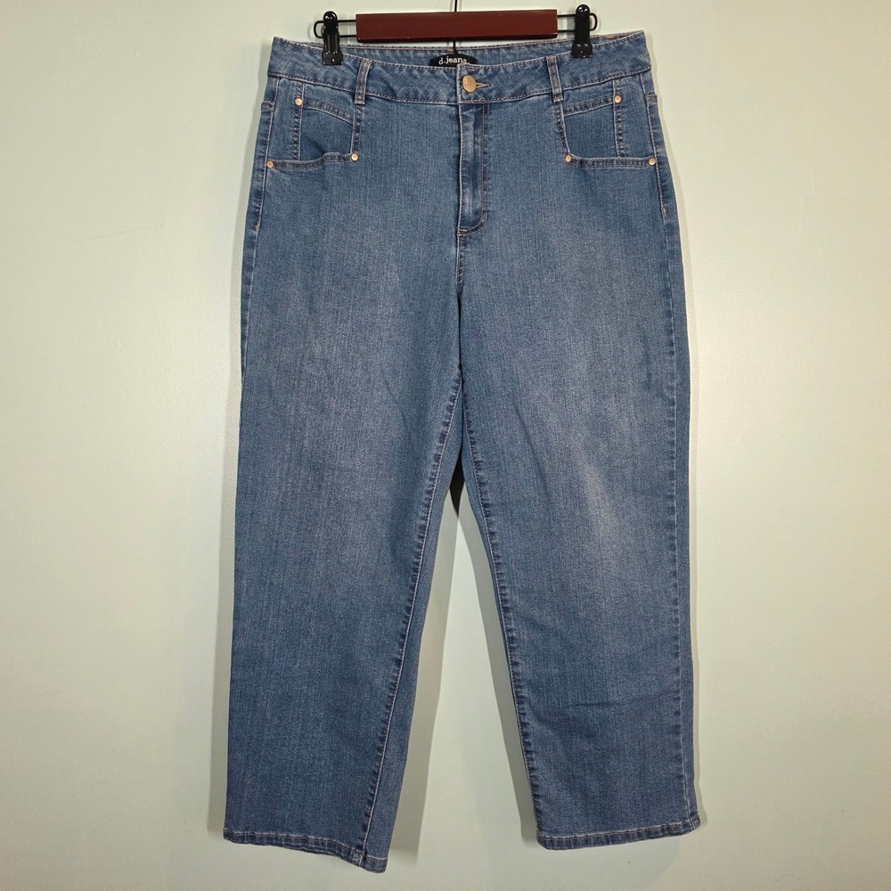 D.Jeans Womens 12 Stretch Straight Leg Medium Wash Blue Denim Jeans CFT030123